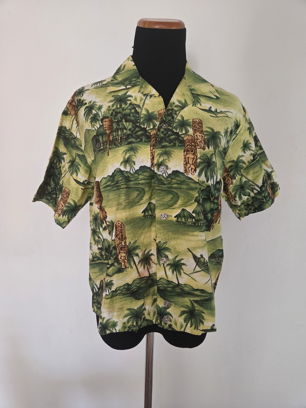Hookano Vintage Tropical Island Print Hawaiian Shirt Size S